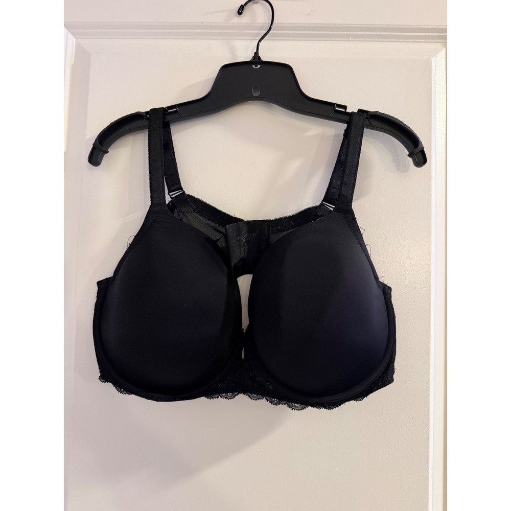 Torrid 360 Back Smoothing‎ Underwire Bra Black Lace Trim 42DD Mens Womens